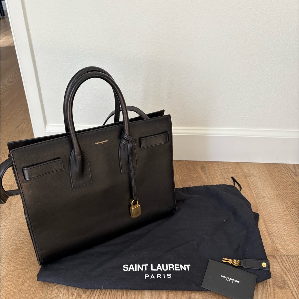 Saint Laurent Black Leather Tote